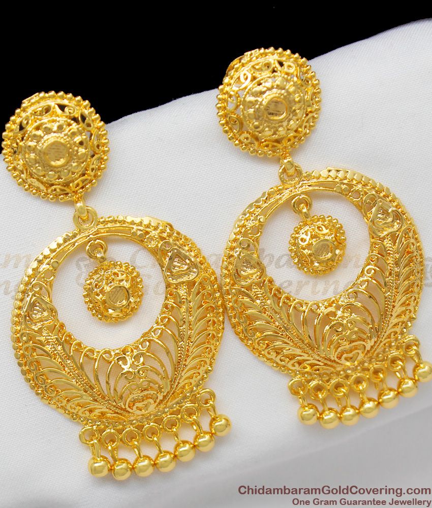 Traditional Handcrafted Gold Tone Bridal Forming Danglers For Marriage Functions ER1311
