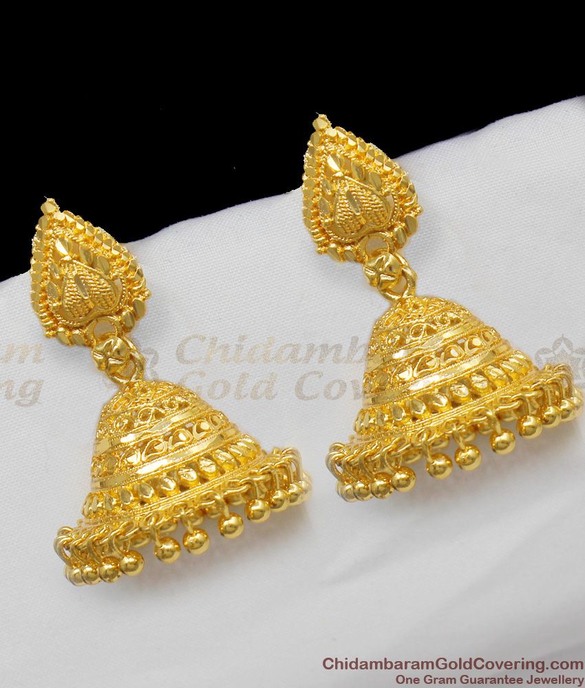 One Gram Chidambaram Gold Imitation Earrings Jhumka Collections Traditional Wear ER1312