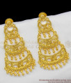 Long Eye Catchy Model Forming Gold Three Layer Danglers Party Wear Ornaments ER1315