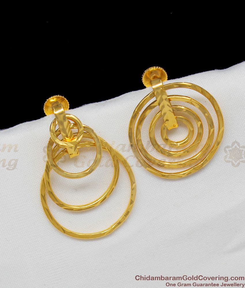 Buy Traditional Gold Design Ring Type Big Size Bali Earrings for Women