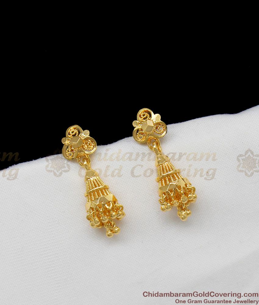 Small Gold Cone Jhumka Jewelry With beads For Teen Girls Trendy Design ...