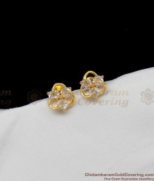 Fancy White AD Stone Sparkling Flower Model Gold Studs For Regular Wear ER1324 Fancy White AD Stone Sparkling Flower Model Gold Studs For Regular Wear ER1324