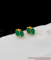 Glorious Green Emerald Stone Small Gold Stud Regular Wear Jewelry ER1326