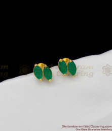 Glorious Green Emerald Stone Small Gold Stud Regular Wear Jewelry ER1326 Glorious Green Emerald Stone Small Gold Stud Regular Wear Jewelry ER1326