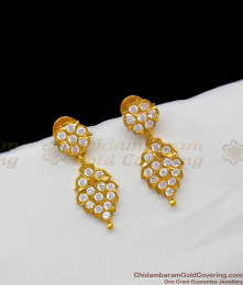Five Metal Pattern Gold Full White Stones Trendy Danglers Leave Design ER1328 Five Metal Pattern Gold Full White Stones Trendy Danglers Leave Design ER1328