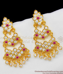 Moonu Aduku Long Impon Multi Color Stone Dangler Jewelry For Ethnic Wear ER1334 Moonu Aduku Long Impon Multi Color Stone Dangler Jewelry For Ethnic Wear ER1334