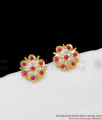 Flower Design Pink And White Stone Five Metal Gold Studs Collection Online ER1335