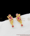 J Type Sparkling AD Ruby Stones Gold Inspired Fancy Earrings For Ladies Party Wear ER1337