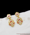 Impon Pattern Trendy Gold Pink And White Stone Danglers For Ladies Regular Wear ER1348