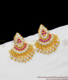 Kerala Beads Design Gold Five Metal Earrings With Multi Stones Shop Online ER1349 Kerala Beads Design Gold Five Metal Earrings With Multi Stones Shop Online ER1349
