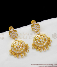 South Indian Kerala Model Full AD White Stone Five Metal Gold Danglers ER1354 South Indian Kerala Model Full AD White Stone Five Metal Gold Danglers ER1354