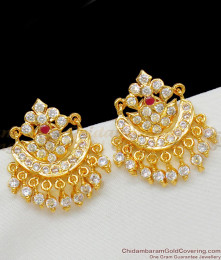 Impon Medium Danglers Real Gold Pattern Five Metal Jewelry Multi Color Stone ER1378 Impon Medium Danglers Real Gold Pattern Five Metal Jewelry Multi Color Stone ER1378