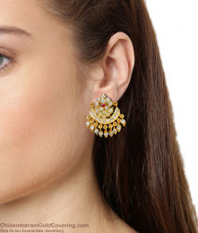 Impon Medium Danglers Real Gold Pattern Five Metal Jewelry Multi Color Stone ER1378 Impon Medium Danglers Real Gold Pattern Five Metal Jewelry Multi Color Stone ER1378