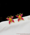 Small Ruby Stone Fancy Butterfly Design Gold Studs Type Earrings For Teen Girls ER1381
