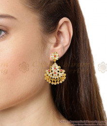 Five Metal Gold AD Ruby Stone Beaded Design Danglers For Womens ER1383 Five Metal Gold AD Ruby Stone Beaded Design Danglers For Womens ER1383