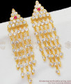Fancy Rain Dropping Design Gold Impon Model With AD Ruby Stone Danglers ER1385
