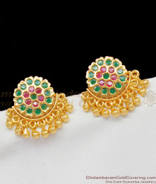 Trendy Ruby And Emerald Gati Stone Designed Gold Plated Studs ER1387 Trendy Ruby And Emerald Gati Stone Designed Gold Plated Studs ER1387