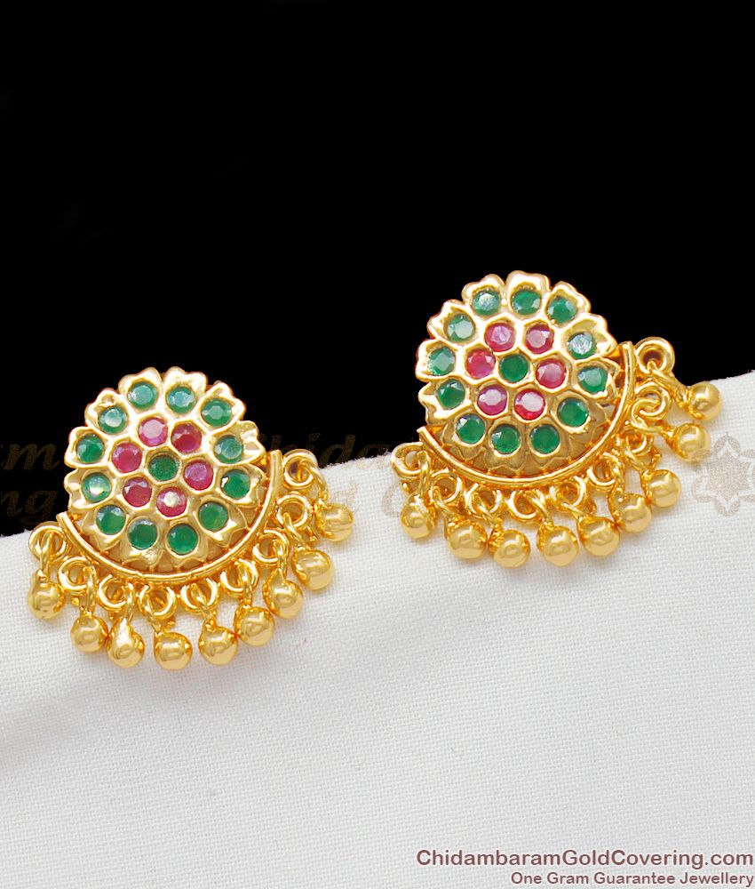 Trendy Ruby And Emerald Gati Stone Designed Gold Plated Studs ER1387