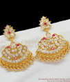 Grandful Big Peacock Model Gold Impon Multi Stone Danglers Bridal Jewelry ER1390