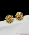 Peacock Feather Model Green And Pink Stone Gold Tone Studs For Fancy Wear ER1392