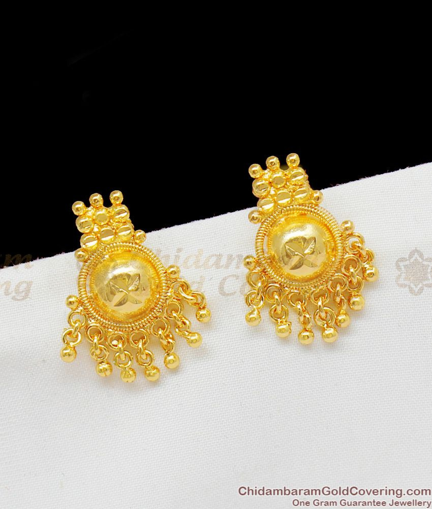 Beige - Kerala Handpainted Bamboo Stud Earrings 14