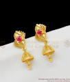 Single Ruby Stone Aspiring Gold Tone Small Jhumki Earrings For Girls ER1412