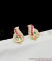 Gold Imitation Studs With Multi Color Stone Impon Jewelry For Girls ER1421
