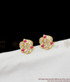 Small Pink And White Stone Gold Impon Studs For Daily Use ER1423
