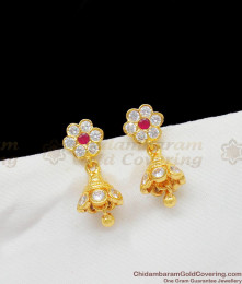 Girls Stunning Small Impon Gold Multi Stone Jhumki Earrings ER1427 Girls Stunning Small Impon Gold Multi Stone Jhumki Earrings ER1427