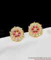 Aspiring Gold Impon Ruby AD White Stones Attached Studs For Girls ER1432