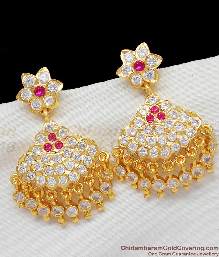 Big Danglers Impon Gold Earrings With Beads For Ladies Regular Wear ER1434