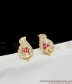 Gold Finish Imitation Stud With Double Color Stones Five Metal Earrings ER1439