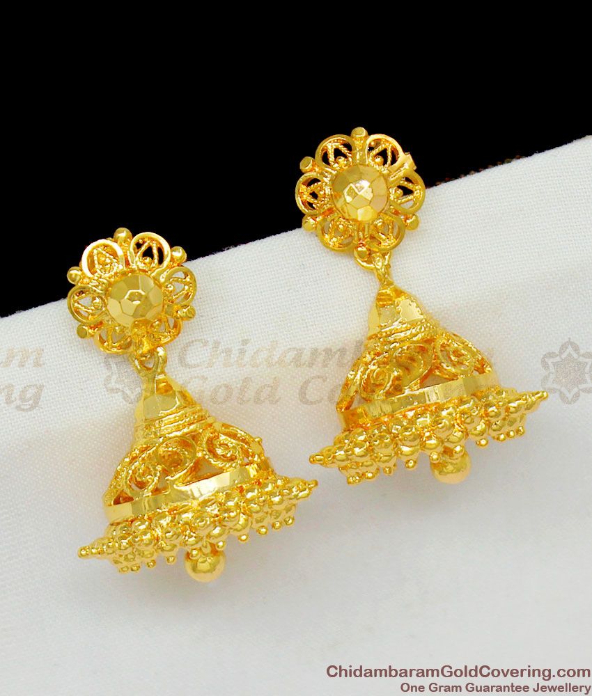 Antique Gold plated CZ Small Jhumka Earrings – Simpliful Jewelry