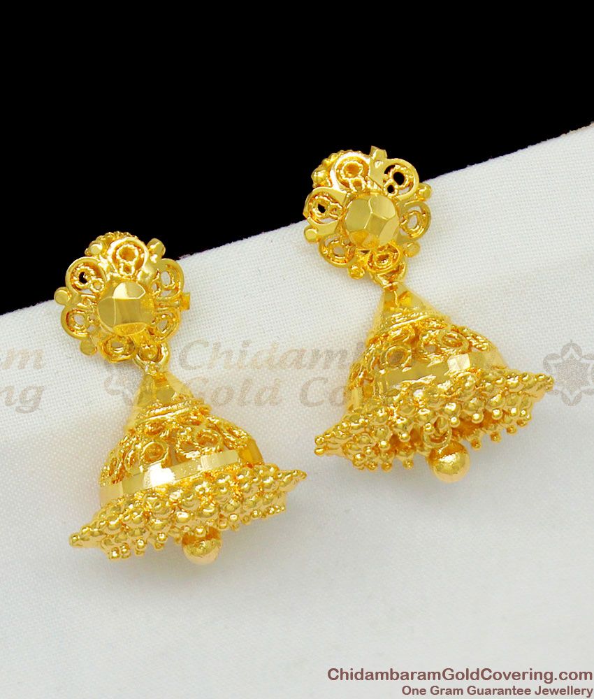 Small Gold Plated Jhumki Inspired Trendy Stud Design Earrings For Girls ER1456