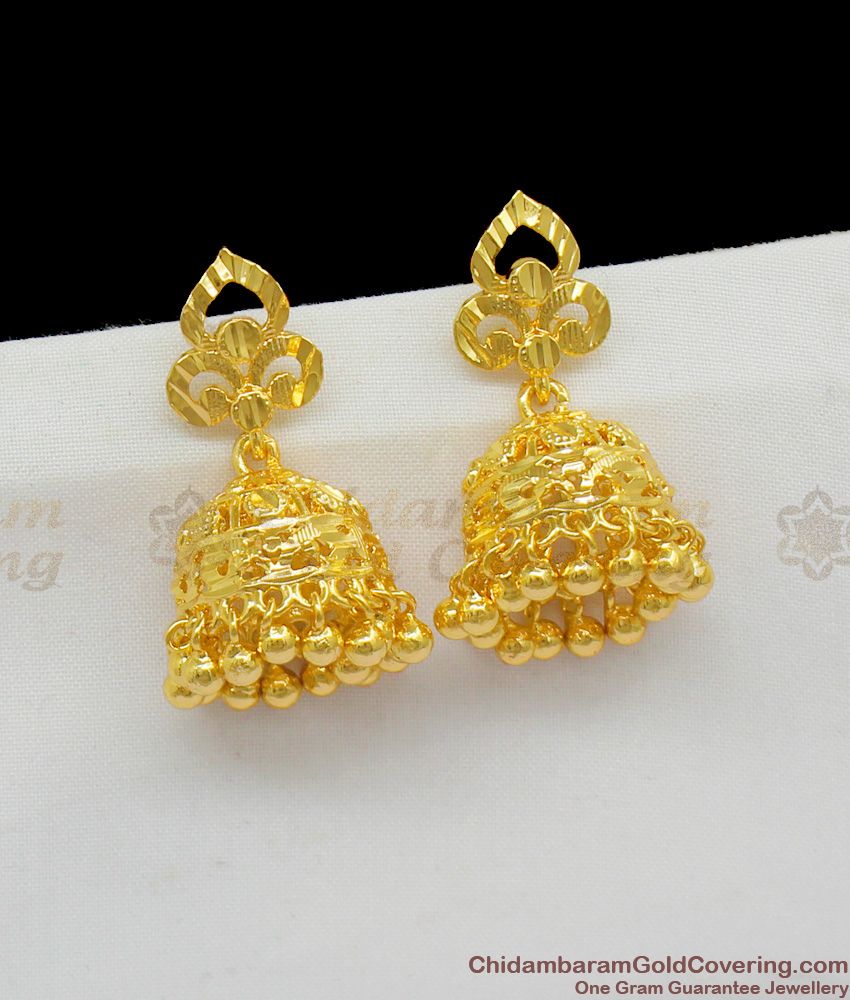 Latest Style Gold Imitation Earrings For Womens Jhumki Kammal With Beads ER1473