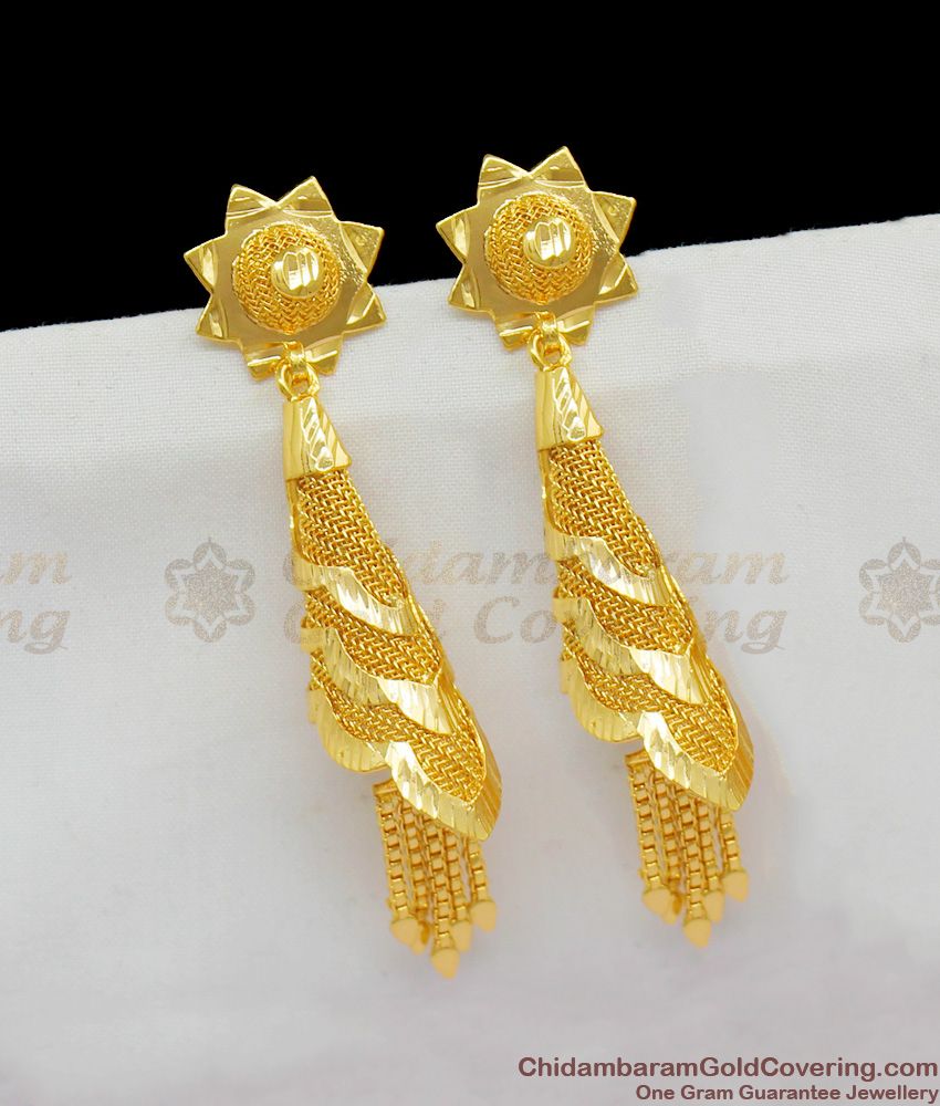 Fashion Designer Collection Star Stud Hanging Dangler Gold Ornament Designs ER1474