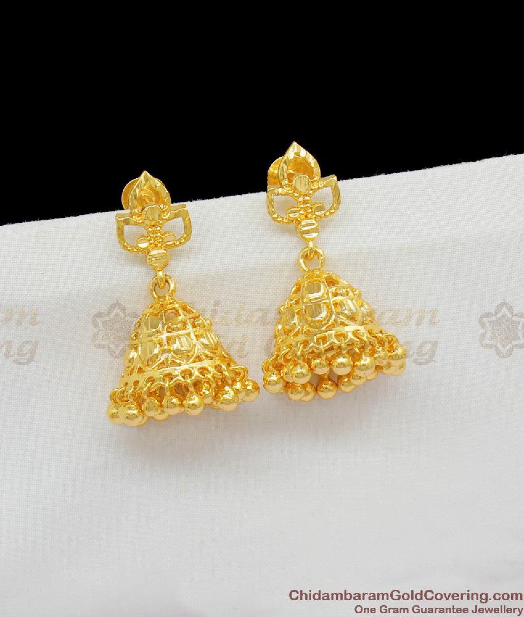 Fancy Gold Beaded Jimmiki Kammal Earring For Girls Daily Wear Ornament ...