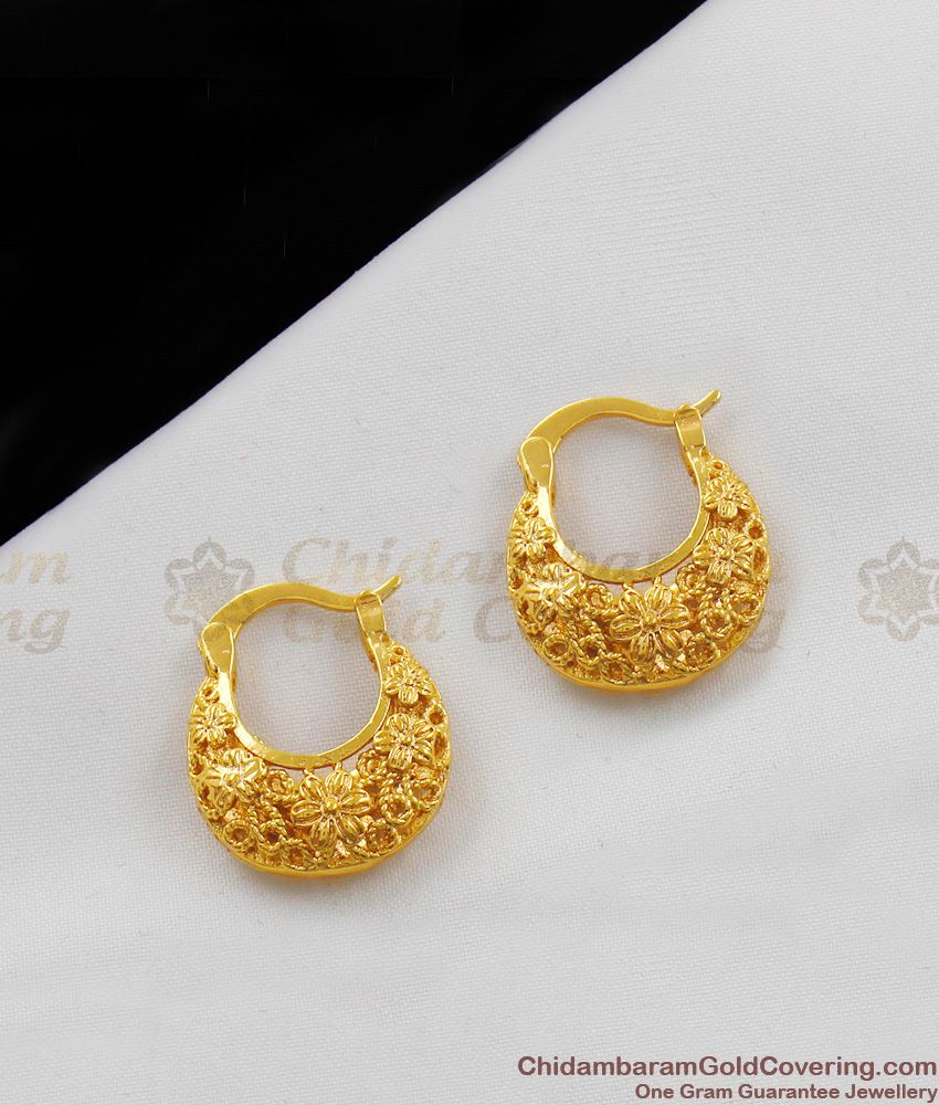 Hand Mold Ruby Stone Flower Model Aspiring Gold Studs Hoop Pattern For Girls ER1495