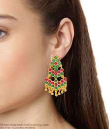 Ruby Emerald Impon Danglers Gold Earrings With Beads For Ladies Regular Wear ER1503 Ruby Emerald Impon Danglers Gold Earrings With Beads For Ladies Regular Wear ER1503