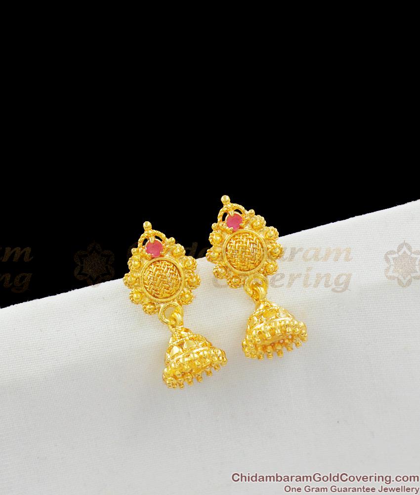 One Gram Gold Ruby Stud Earrings Jewelry For Regular Wear Online Shopping ER1506