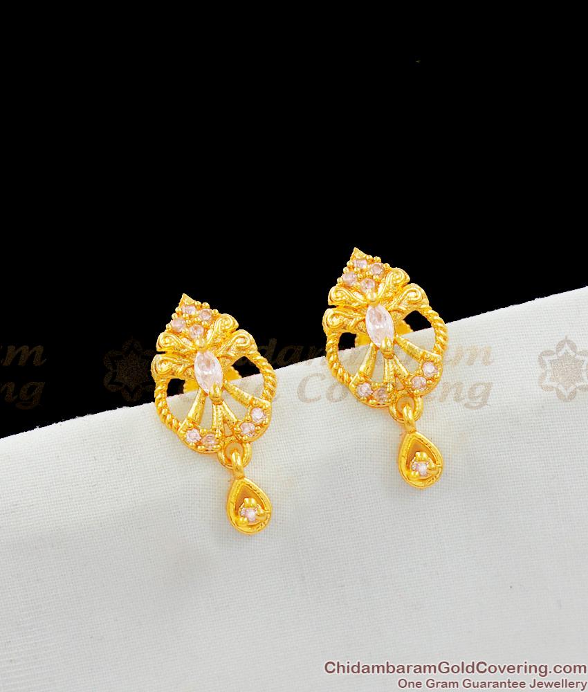 Trendy White CZ Stone Stud Earrings Jewelry For Regular Wear Online Shop ER1507