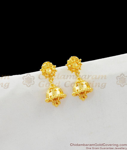 Inspiring Small One Gram Gold Plated Fancy Design Jhumka Earrings  Collection ER1513