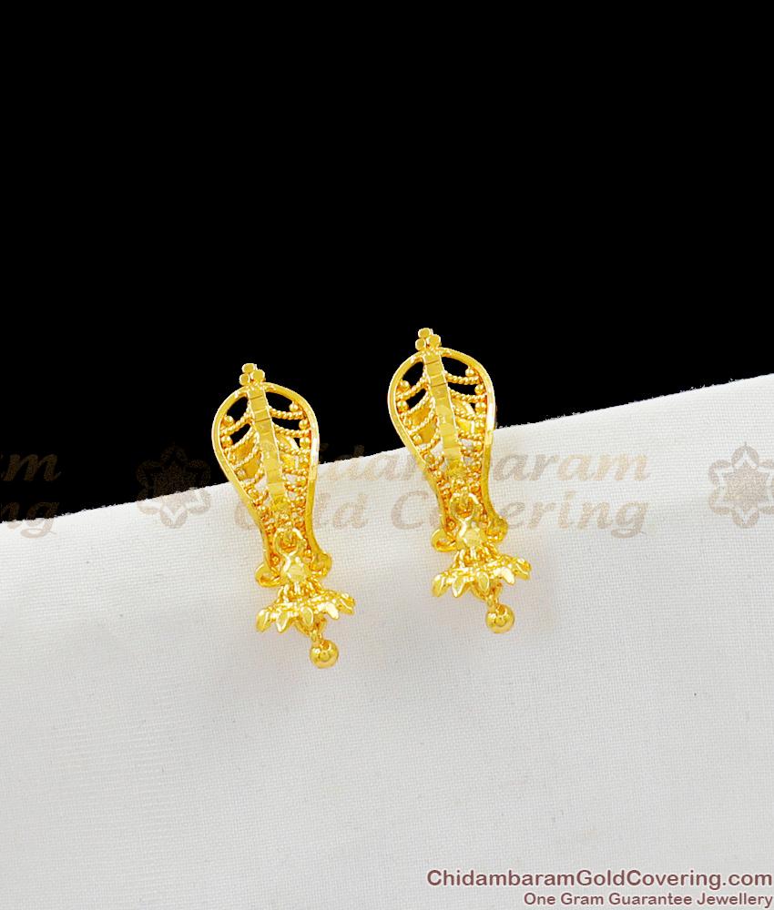 Trendy Leaf  Pattern One Gram Gold Plated Jhumka Earrings Collection ER1514