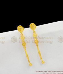 Slender Thin Heart Design One Gram Gold Modern Long Danglers Simple Lovers Gift ER1523 Slender Thin Heart Design One Gram Gold Modern Long Danglers Simple Lovers Gift ER1523