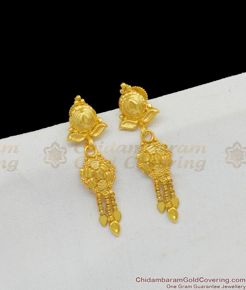 Simple Gold Dropping Dangler Design For Ladies Daily Use ER1556