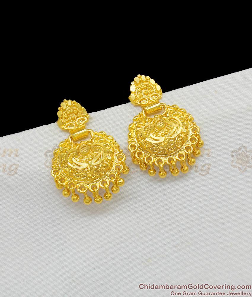 Hand Crafted Kerala Designer Earrings Real Gold Forming Studs for Daily Office Use ER1559