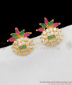 Artistic Gold Finish Pineapple Design Ruby Stone Studs Daily Use Jewellery ER1569