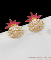 Fancy Full AD Stone Gold Finish Pineapple Design Ruby White Studs Daily Use Jewellery ER1579