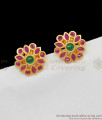 Real Kemp Stone Flower Studs For Ladies Daily Wear Jewelry ER1581