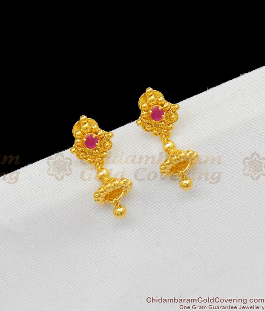 Very Small Simple One Gram Gold Jhumki for Daily Use Shop Online ER1590